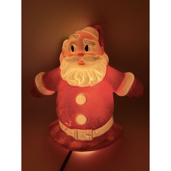 GloLite Other - VINTAGE 40'S CHRISTMAS FLOCKED SANTA CLAUS GLOLITE WALL/TABLE DECORATION TAWIAN!